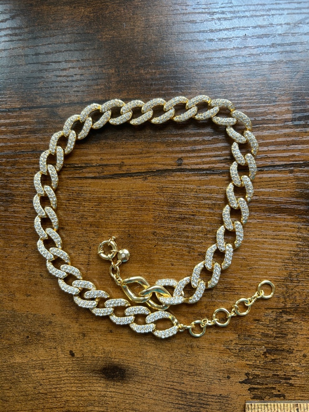 J. Crew Gold Crystal Pavé Cuban Link Necklace